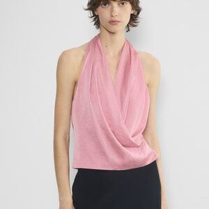 Aritzia Wilfred Martini Satin Blouse Sleeveless satin halter top Size Small